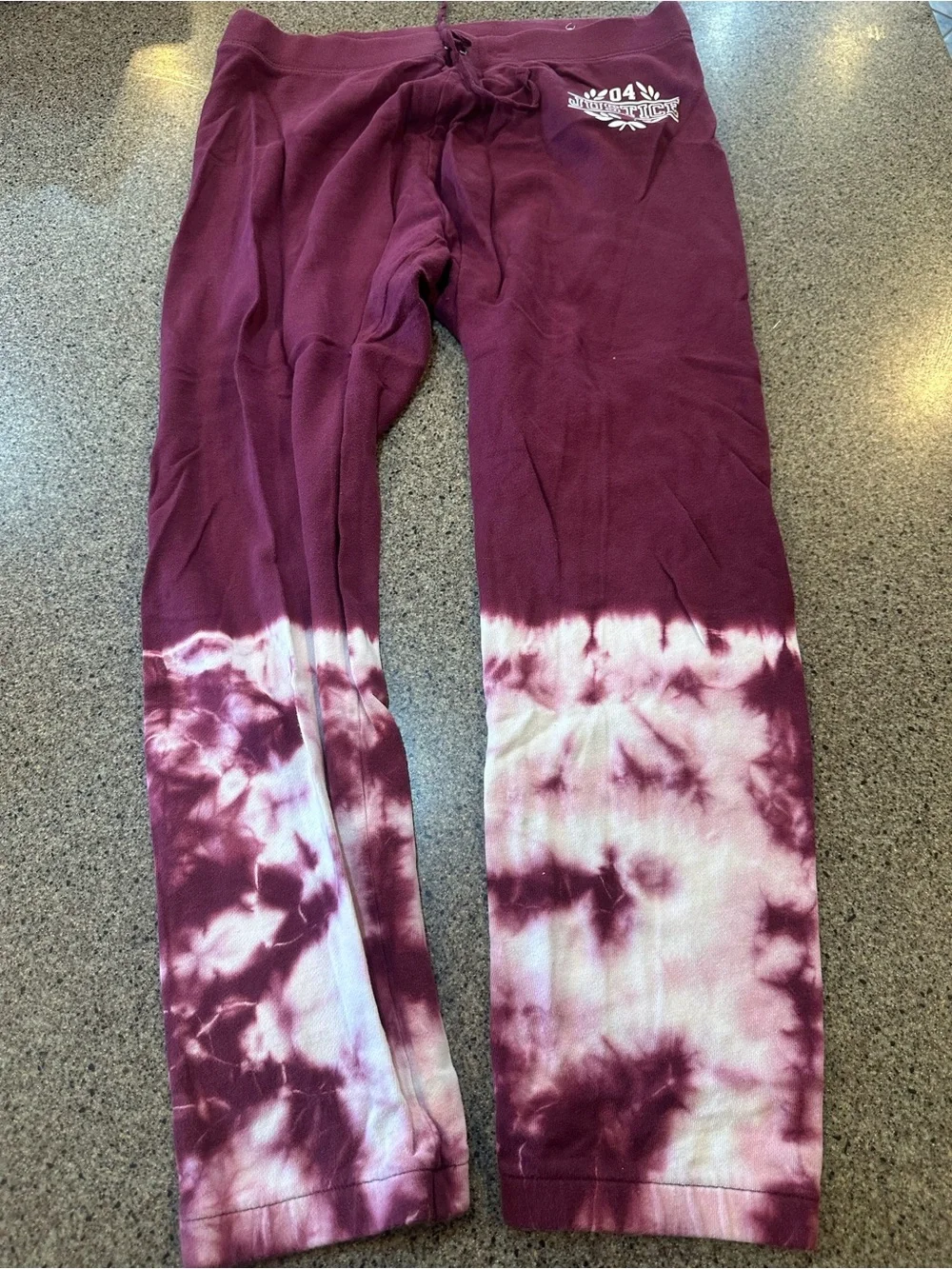 Justice Maroon and White Tie-Dye Sweatpants