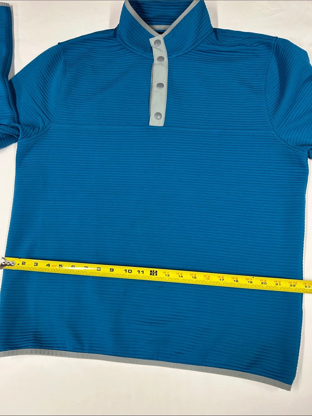 J.Crew Authentic Fleece Snap-Button Pullover Sweatshirt Mens Large Blue Grid
