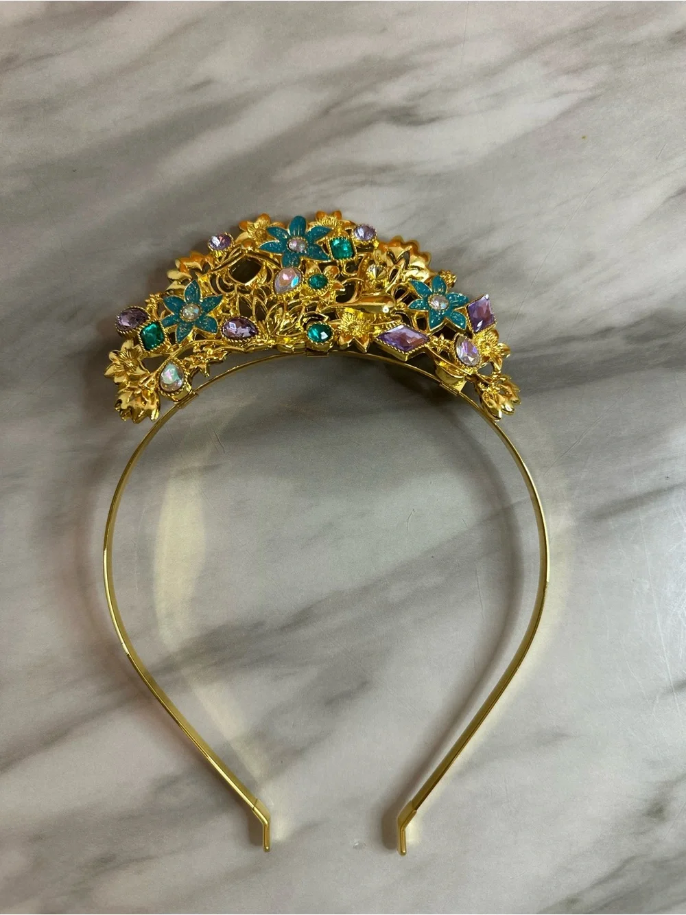 Disney Gold Headband with Teal and Lilac Jewels
