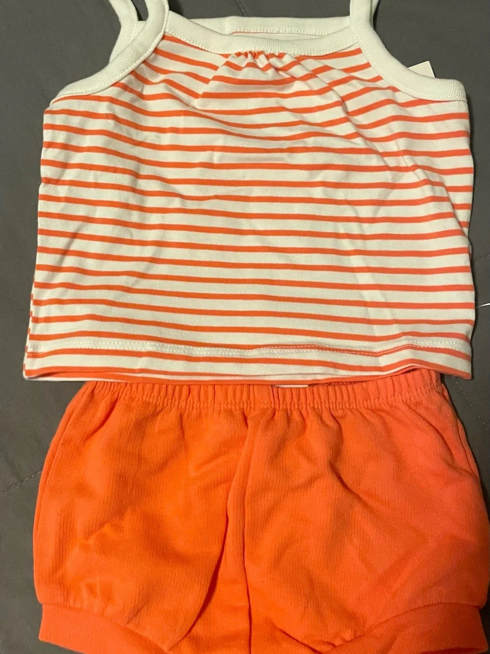 Cat & Jack Orange Striped Tank, Orange Shorts & Floral Bodysuit Set