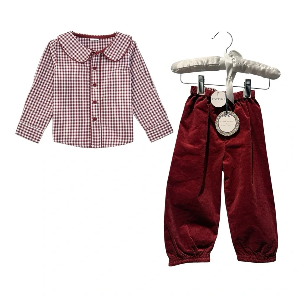 Edgehill Collection Reversible Holiday Pants Gingham Top Set Darby Fallon Clark