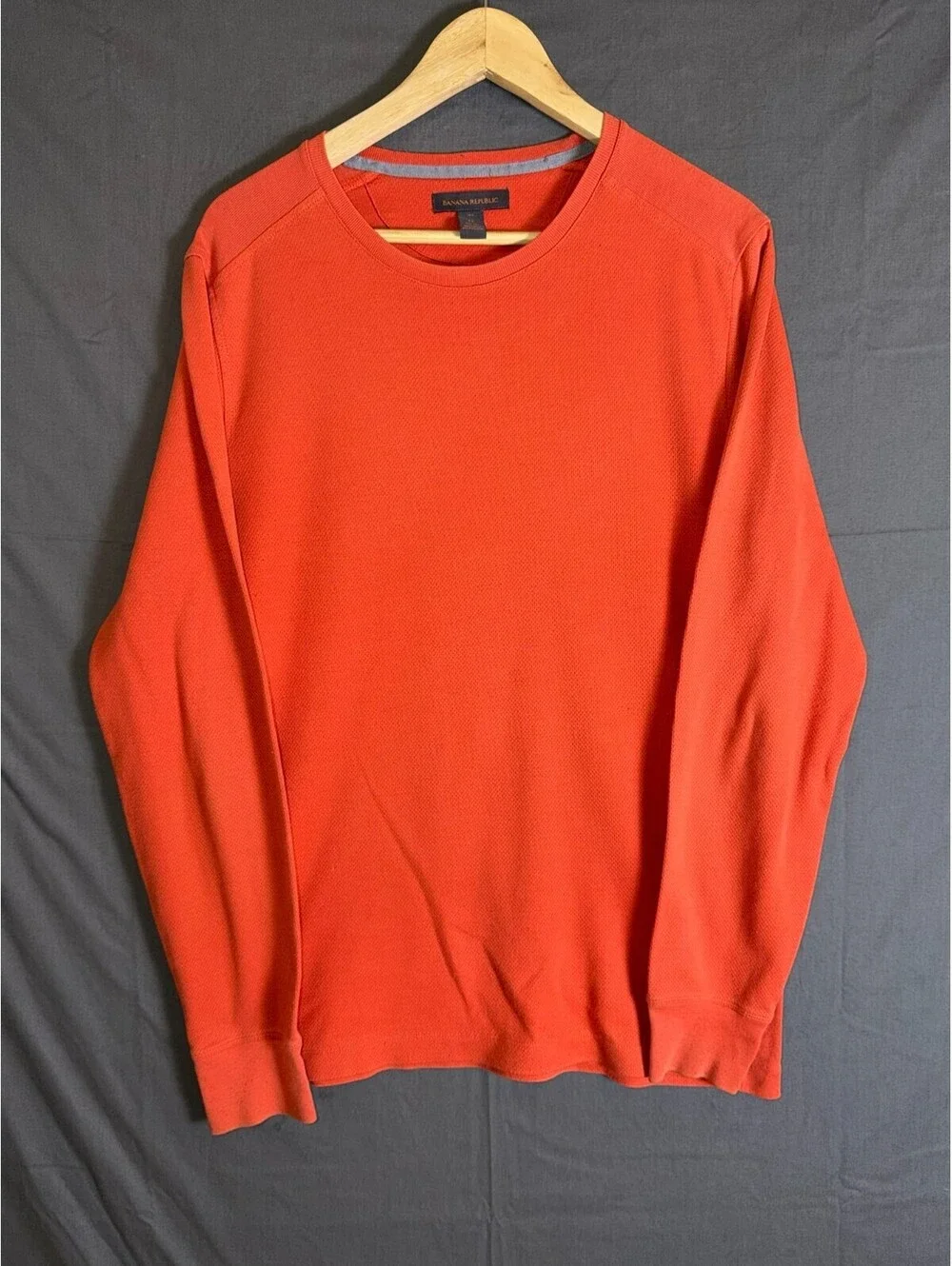 Banana Republic Men’s Waffle Knit Long Sleeve Thermal Shirt Medium Tall Orange M