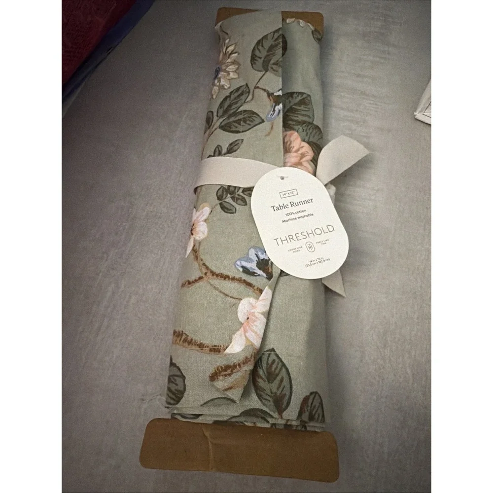 Threshold Table Runner 14×72 Green Floral Print