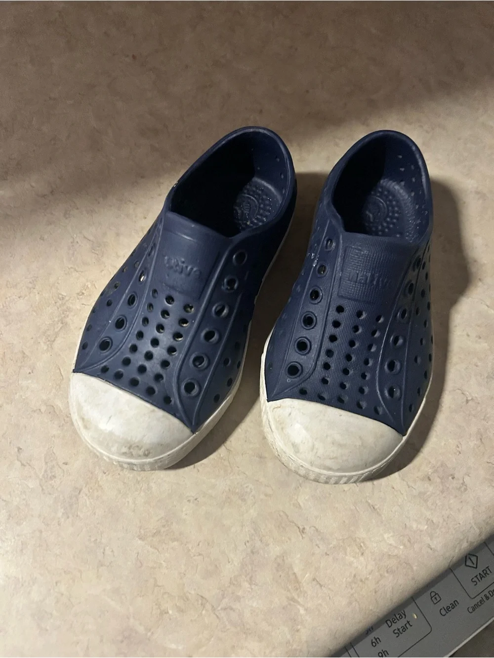 Native Kids Navy Slip-On Water Shoes with White Toe