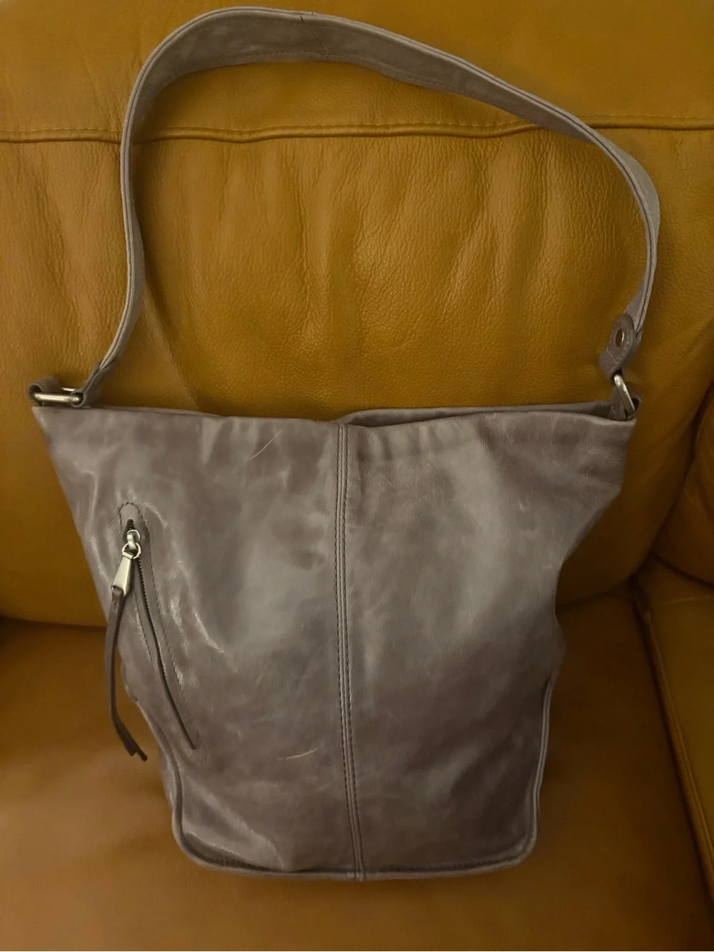 HOBO Gray Leather Hobo Bag