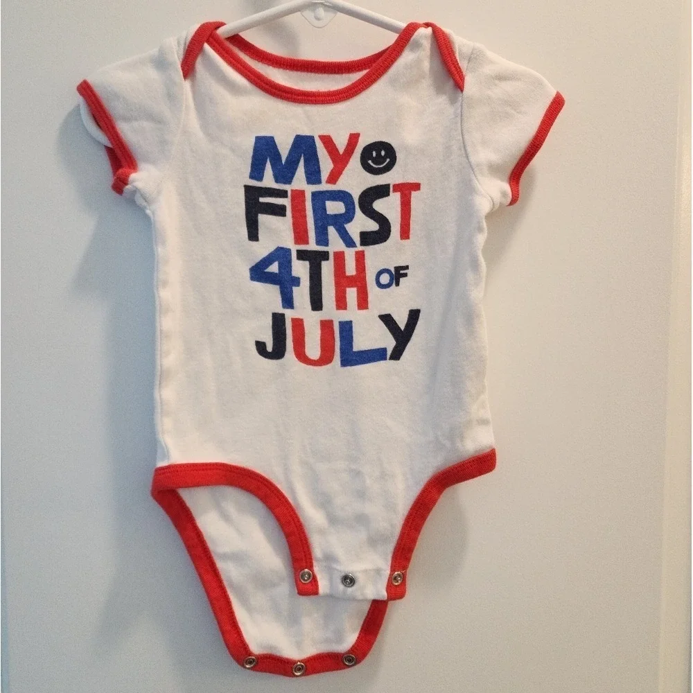 Kid's 9m Carter's‎ white fouth of July onesie patriotic Heroic Holiday America