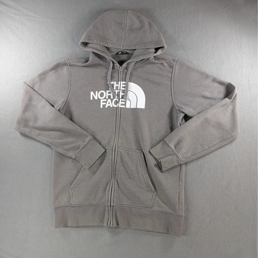 The North‎ Face Mens Half Dome Full Zip Hoodie Size M Gray White Logo