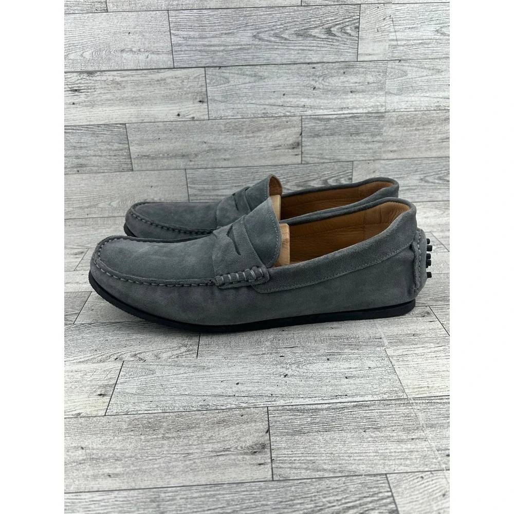 Jack Erwin Decker Men Sz 11M‎ Grey Suede Penny Driving Loafers Made in Brazil