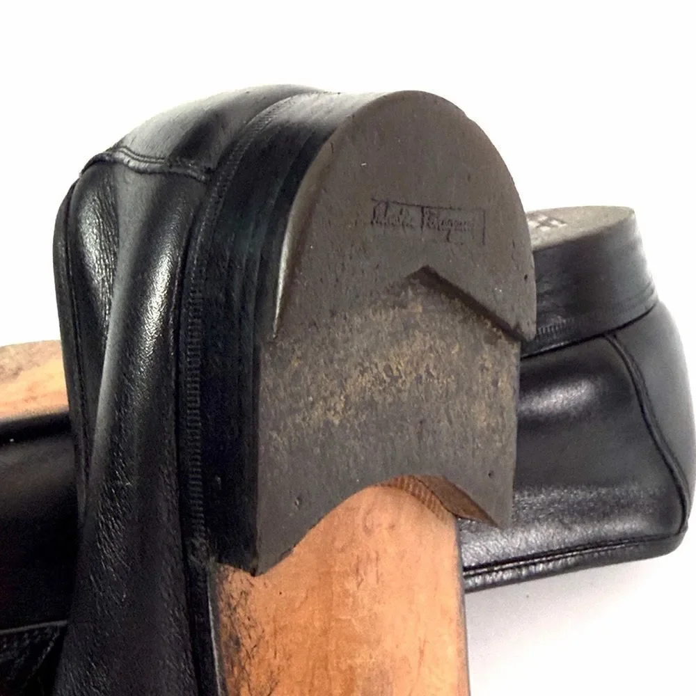Salvatore Ferragamo Black Leather Kiltie Fringe Penny Loafers Italy Men's 11