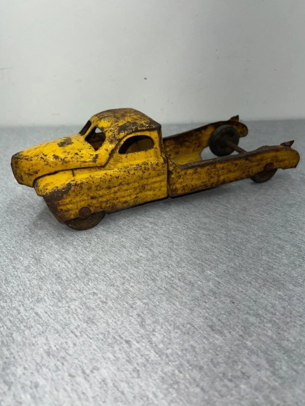 Vintage Buddy L Yellow Metal Toy‎ Dump Truck Distressed Patina 1950s Style