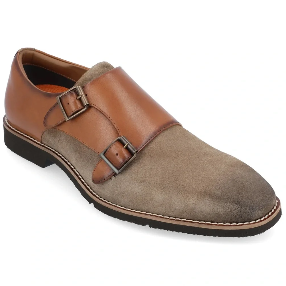 NWT Thomas & Vine Artemis Chisel Toe Double Monk Strap Dress Shoe Loafer Light