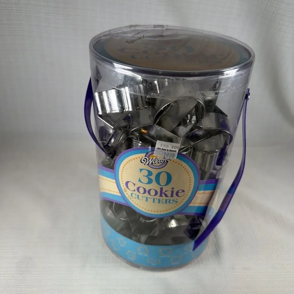 Vintage 2007 Wilton 30-Piece Metal Cookie Cutter Tub Set - Brand New / Sealed