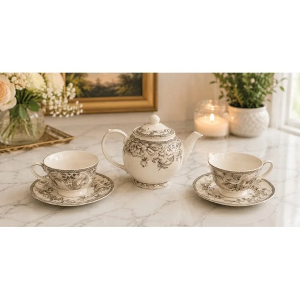 Black Botanical Tea for Two Set