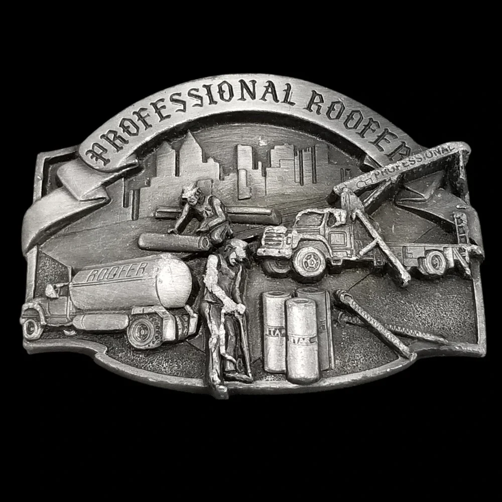 Vintage Trade Specialties‎ Professional Roofer Belt Buckle Pewter Construction