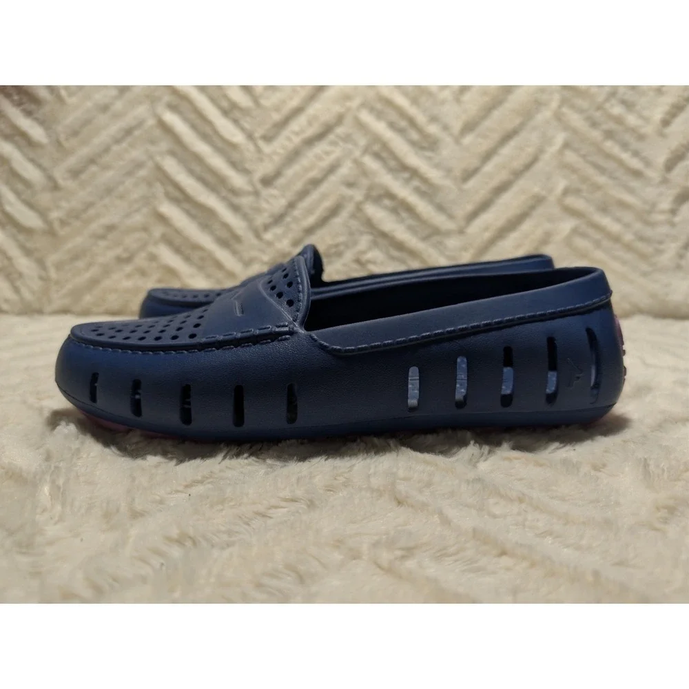 T1‎ FLOAFERS Navy/Lavender Water Friendly Slip On Women's Sz 7 Nautical Beach