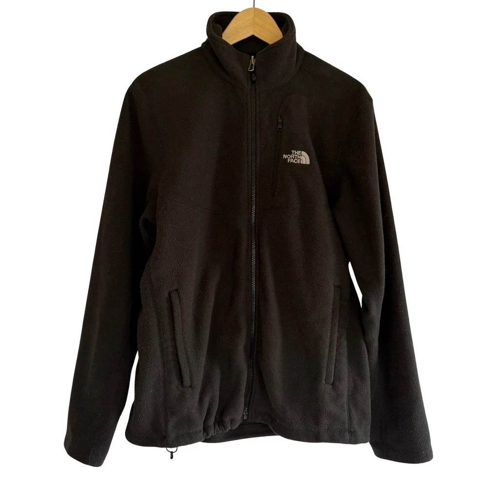 The North Face Mens Full Zip Fleece Jacket Black Mock Neck‎ Size Medium M