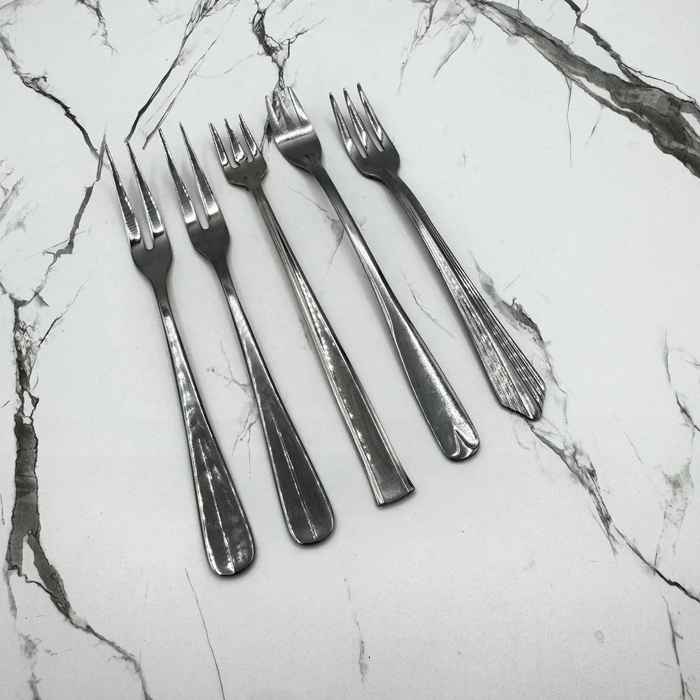Stainless Cocktail Seafood Forks Flatware‎ Vintage Mixed Lot of 5 MCM