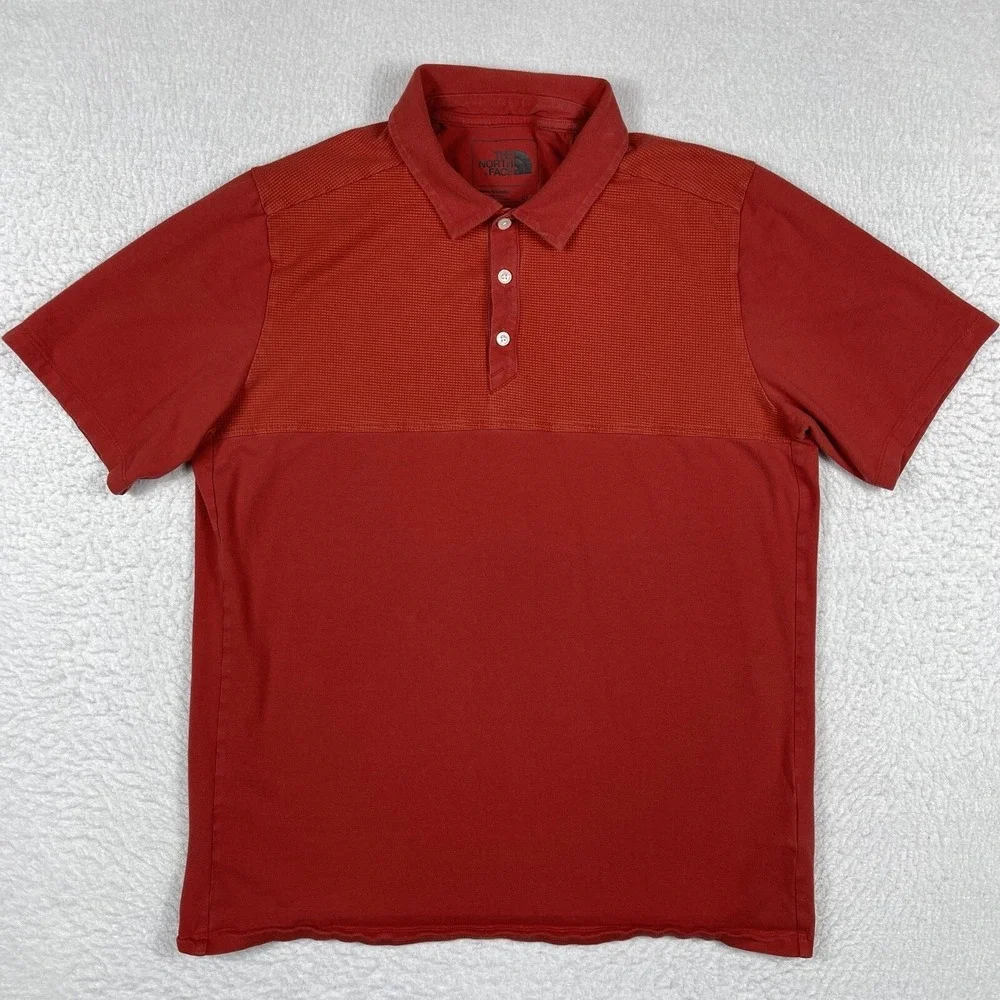 The North Face Polo Shirt Mens Large Red‎ Orange Outdoors Hiking Golf Casual
