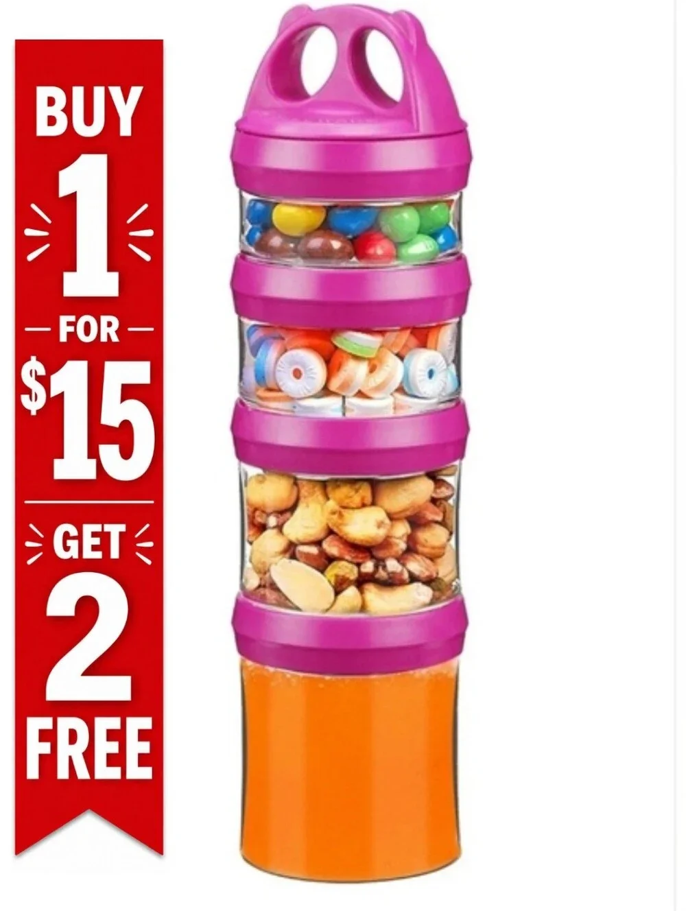 SELEWARE‎ Stackable Snack Jars Twist Lock Stackable Containers Set Food Storage