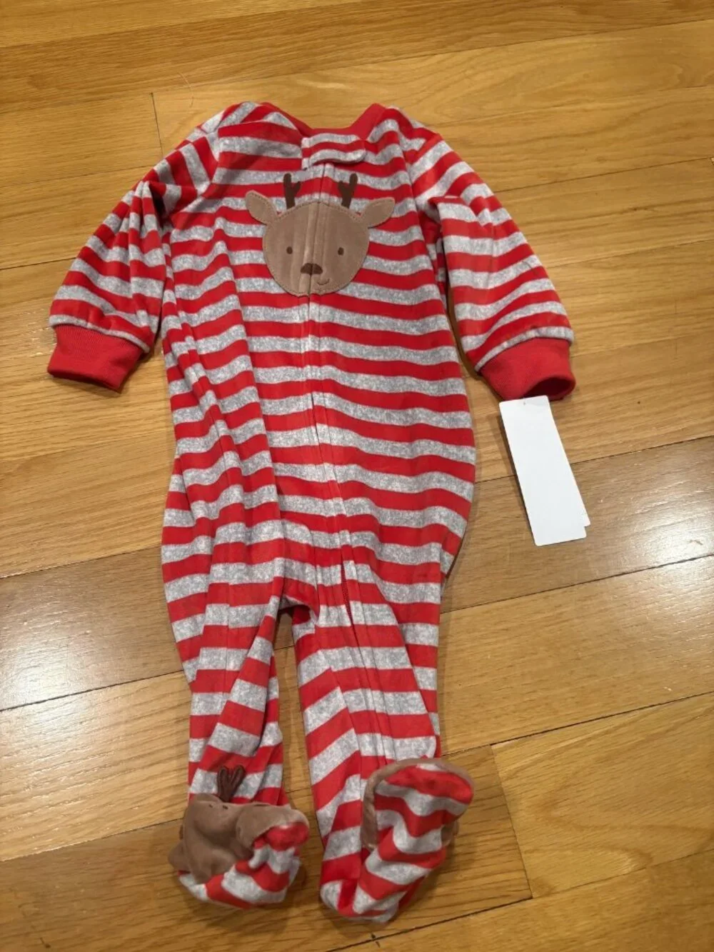 Carter’s Size 6 months Striped Reindeer Footed Sleeper Pajamas