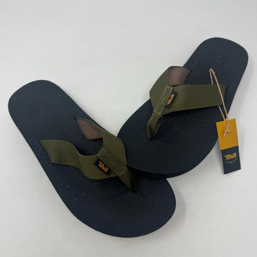 NWT‎ Teva Reflip Flip Flops Sandal Black and Olive 1124051 Men's Size 9