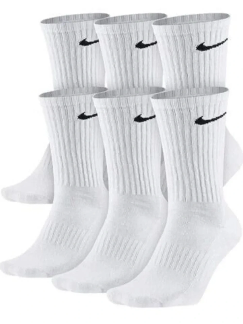 Nike Men's White Crew Socks - 6 Pack SX7666 100 Sz XL (12-15)
