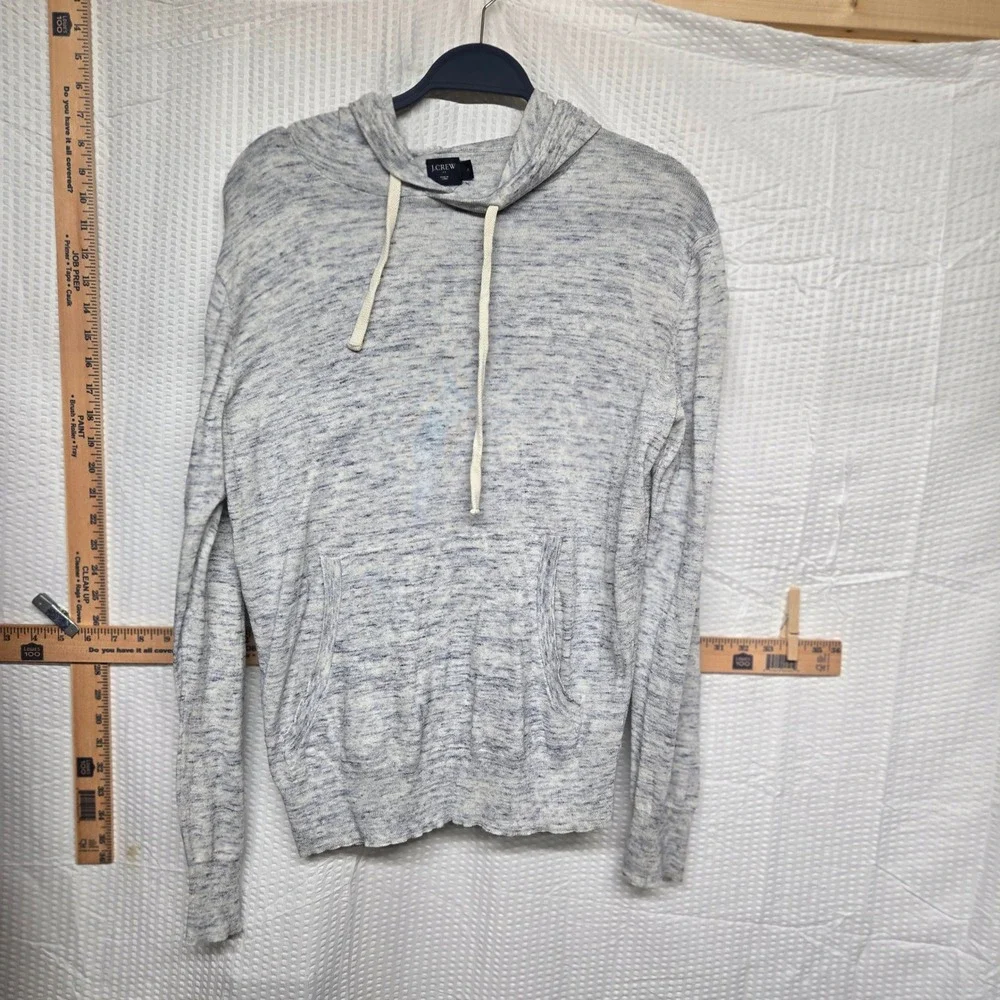 J. Crew Mens Small Blue White Space Dye Knit Hoodie Pullover Sweater