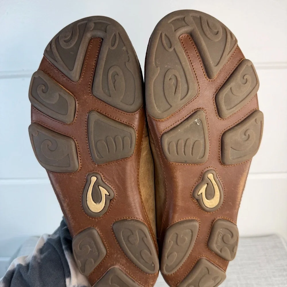 OluKai Moloa Loafer Mens Size 9.5 Brown Leather Slip On Shoe Convertible Slipper
