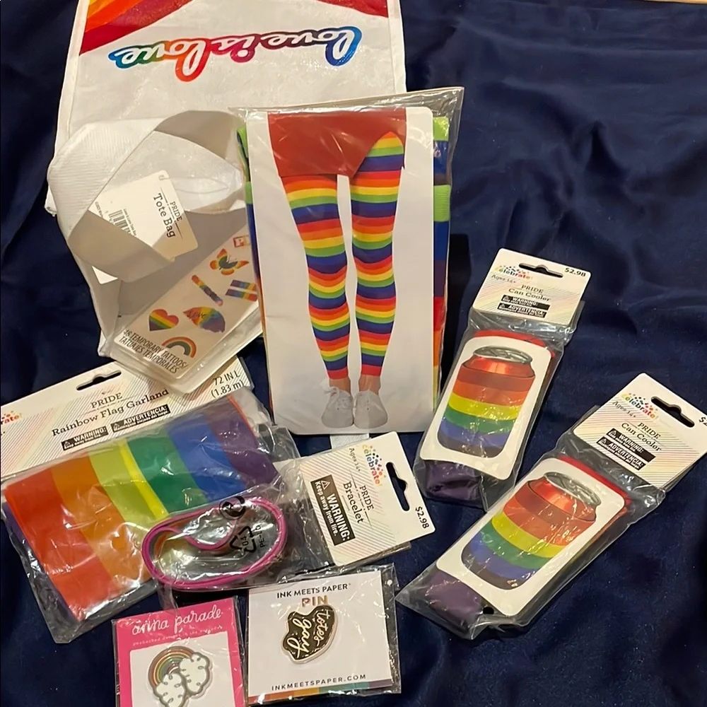 Pride Party Bag Tote Bag Koozies Pins Tights Bracelets Plus More