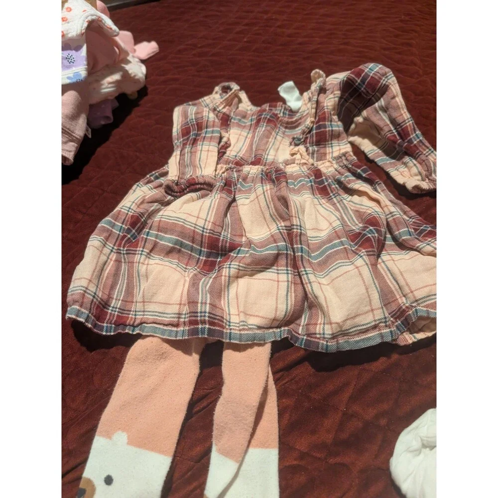 H&M Baby Plaid Dress with Bear Tights, Size 6-9M - Free Shipping