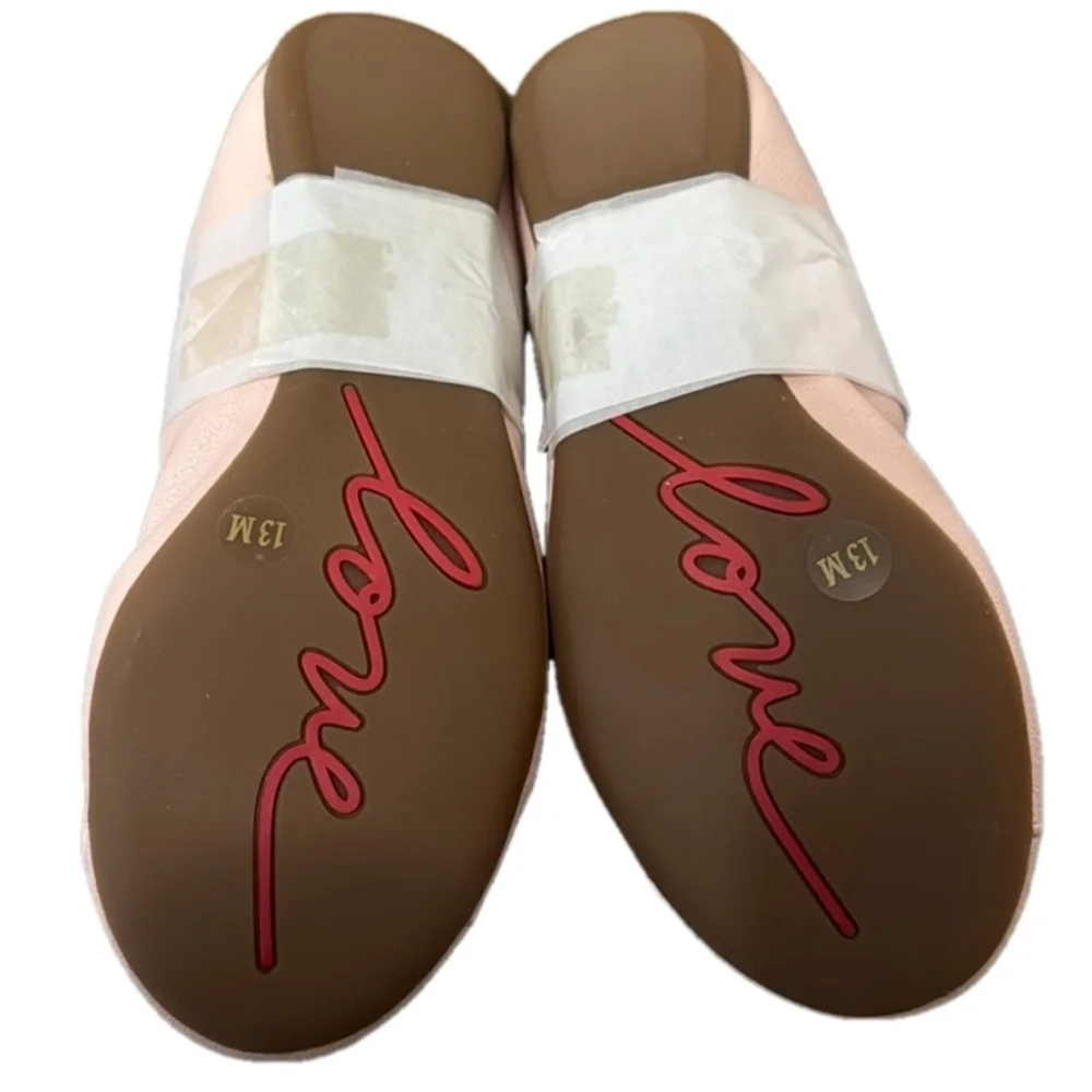 NIB Pink Embroidered LOVE Ballet Flats By Ellen Degeneres 5 Big Girls