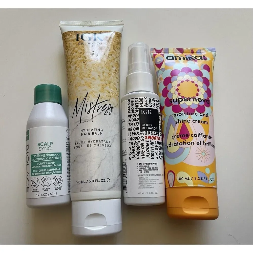 IGK Mistress Hydrating Balm & Amika Supernova FULL Biolage Good Behavior samples