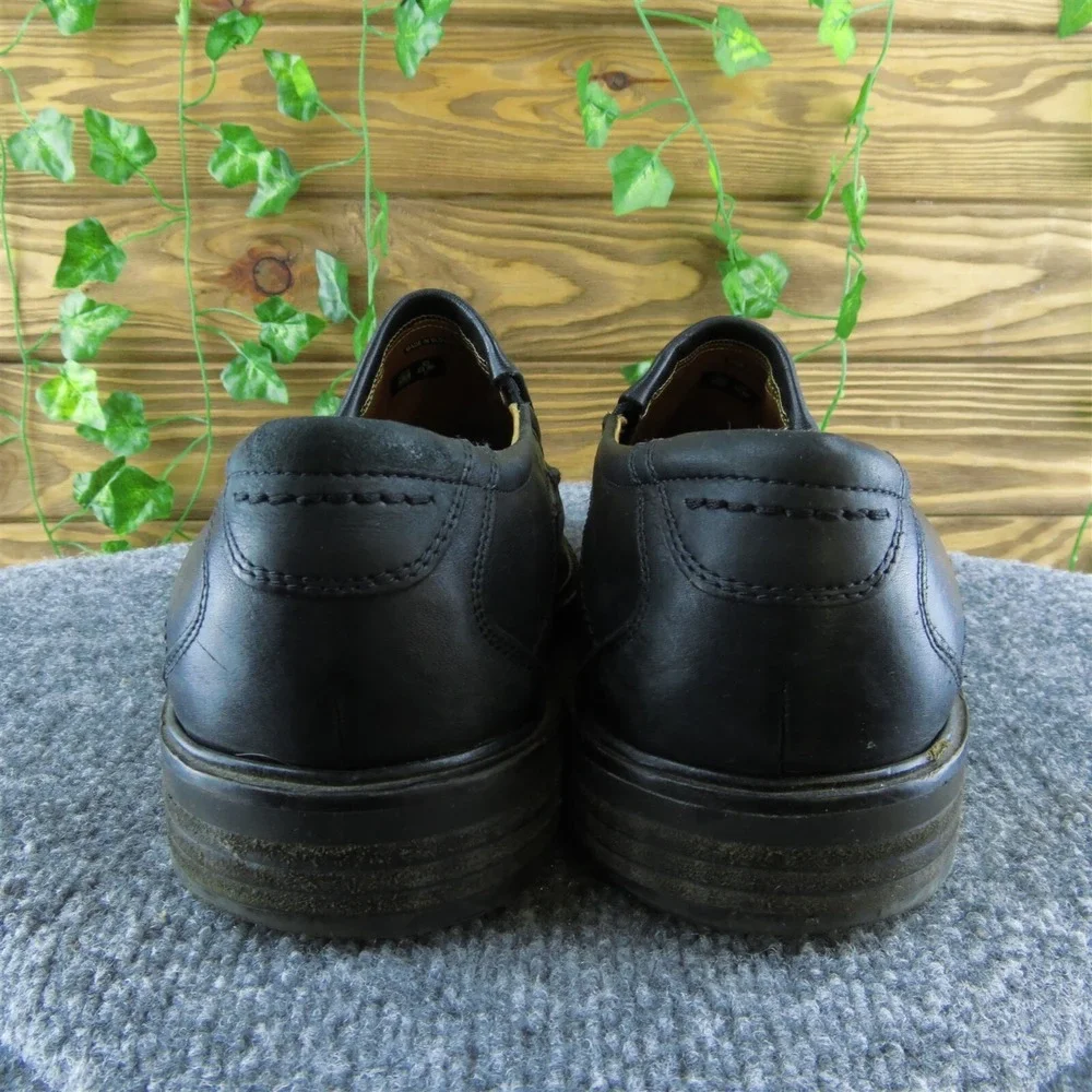 Ecco  Men Loafer Shoes Black Leather‎ Slip On Size 45 Medium