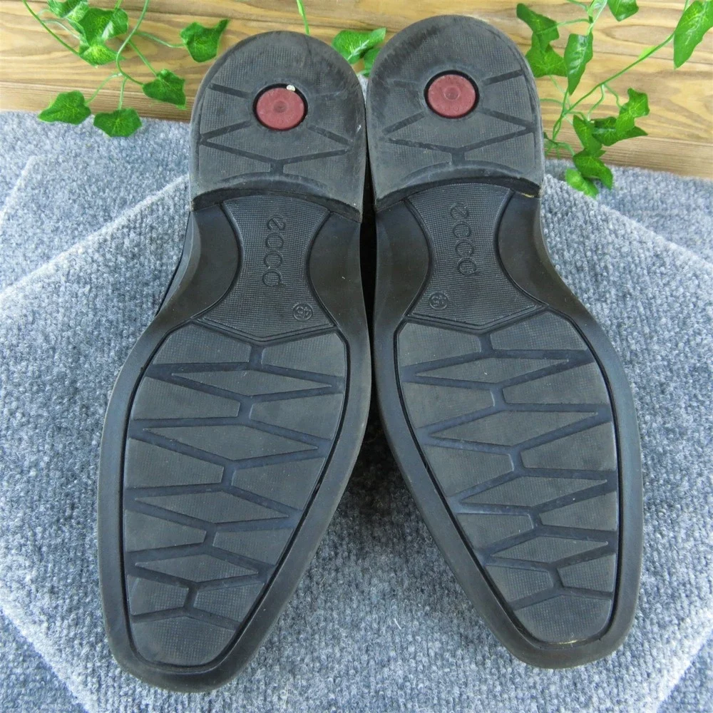 Ecco  Men Loafer Shoes Black Leather‎ Slip On Size 45 Medium