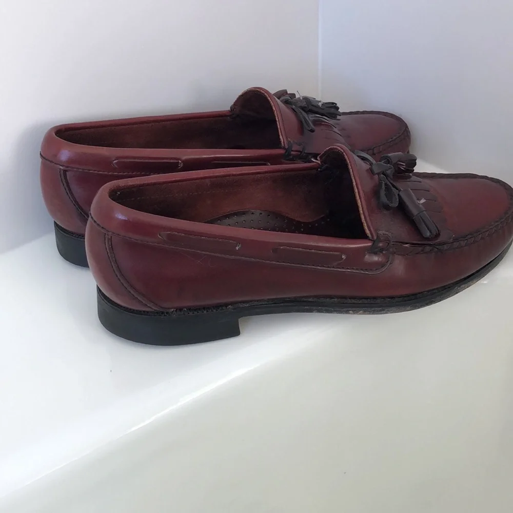Mens Burgundy Cordovan Tassel Kiltie Loafers 100% Leather 8