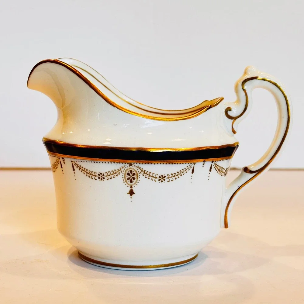 Aynsley Creamer Pitcher Leighton‎ Pattern Cobalt Blue 3.5