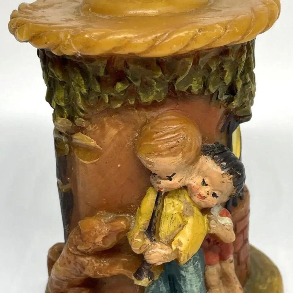 Children‎ Playing With Dog German Gunter Kerzen Carved Wax Candle Vintage 5