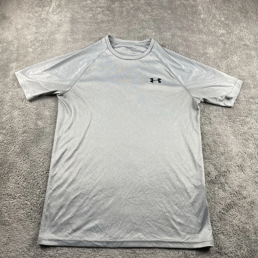 Under‎ Armour Loose Heatgear Shirt Mens Small Gray Raglan Short Sleeve