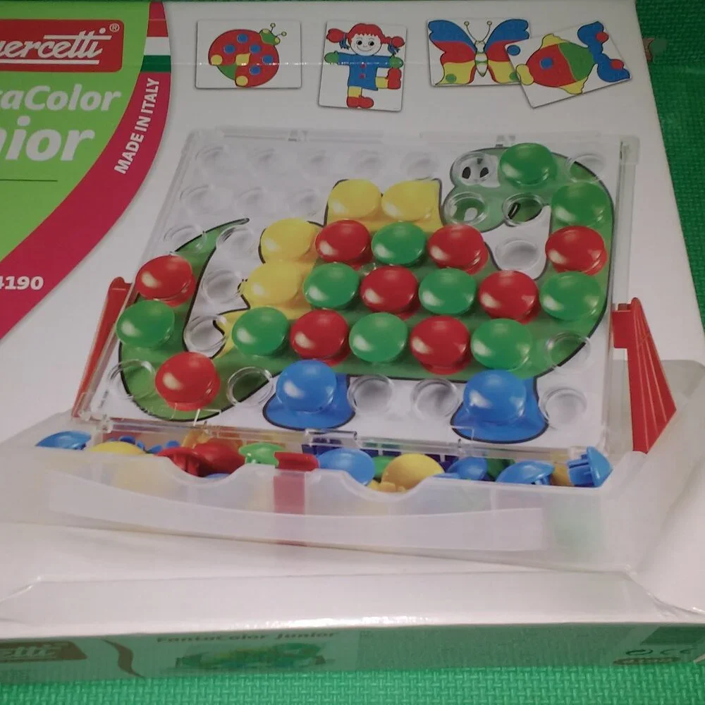 Quercetti Fantacolor Junior Mosaic Pegboard Set 16 Pattern Cards 48 New
