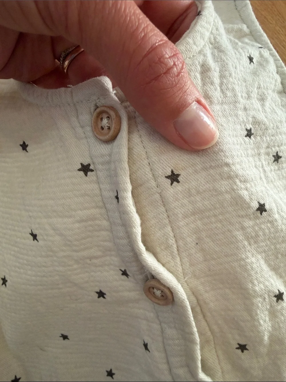 Quincy Mae Cream Romper with Black Star Print 18-24Mo