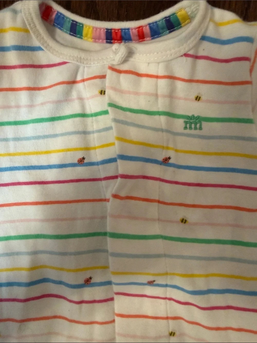MagneticMe Baby Girl 0-3mo Rainbow Stripe Footed One-Piece