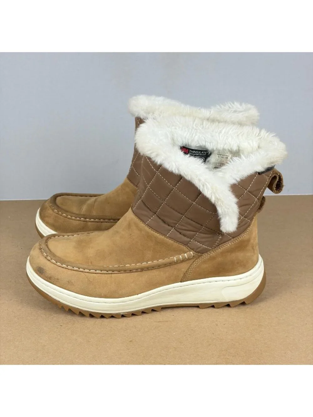Sperry Top Sider Powder Altona Winter Snow Boots Womens 9 Tan Suede Pull On