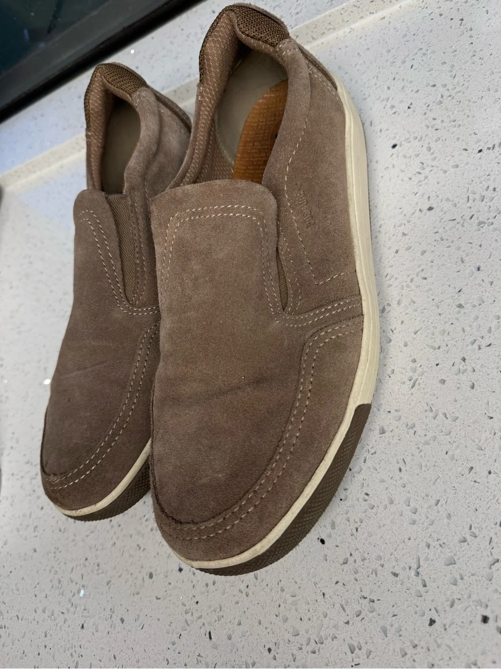 BareTraps Men's Taupe Slip-On Suede Loafers