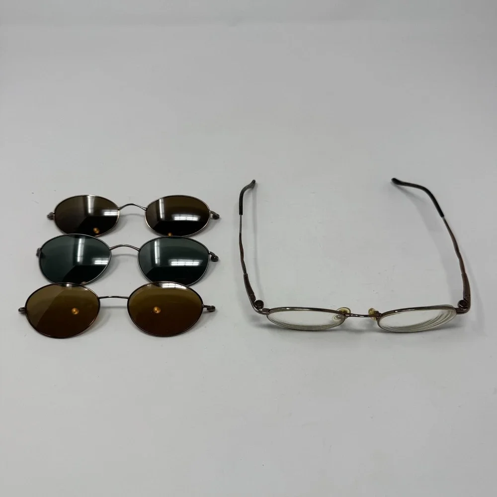 Vintage‎ Sunglasses w/ Magnetic Changeable Lenses Hippy Round Frames