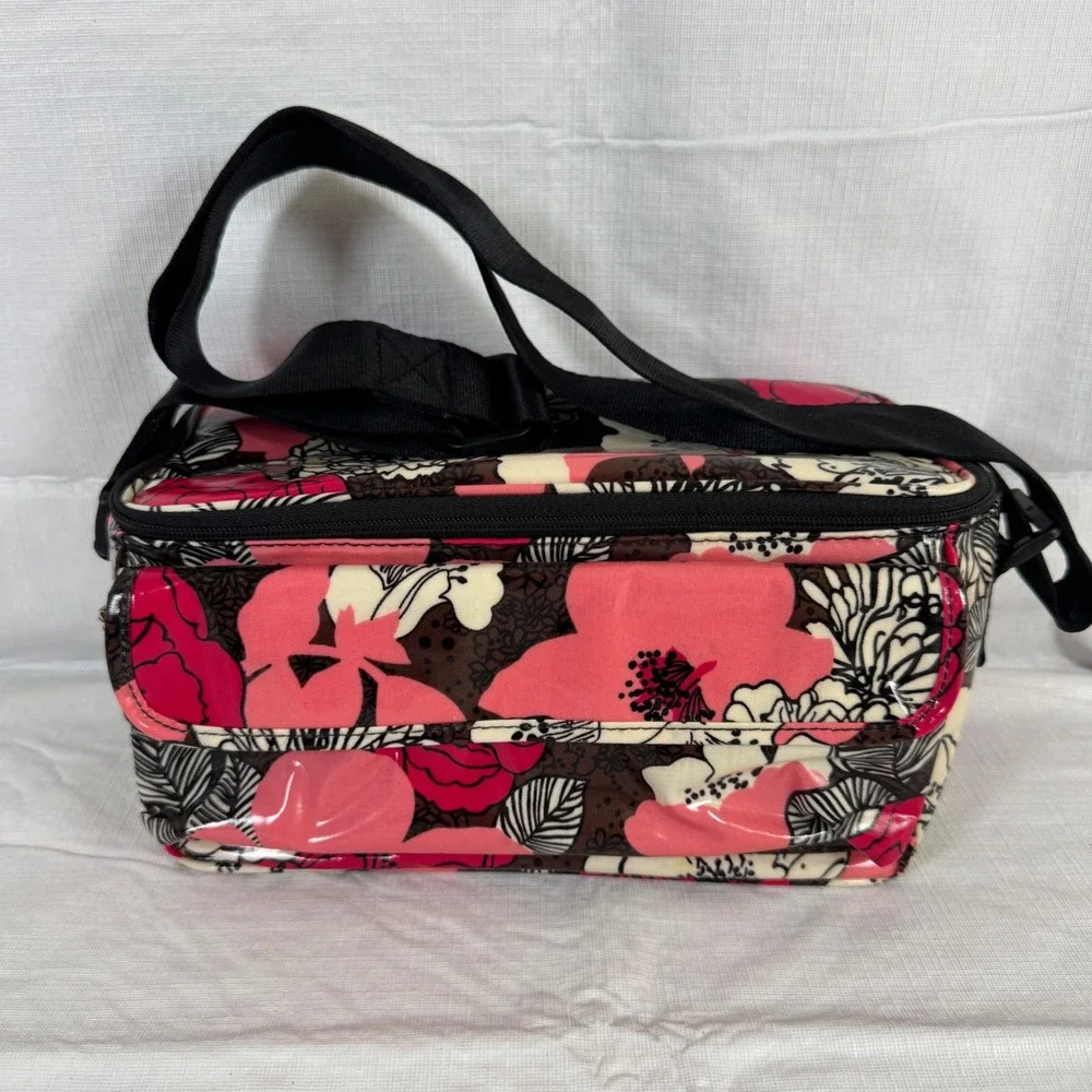 Vera Bradley Floral Insulated Lunch Cooler Bag Pink Black White