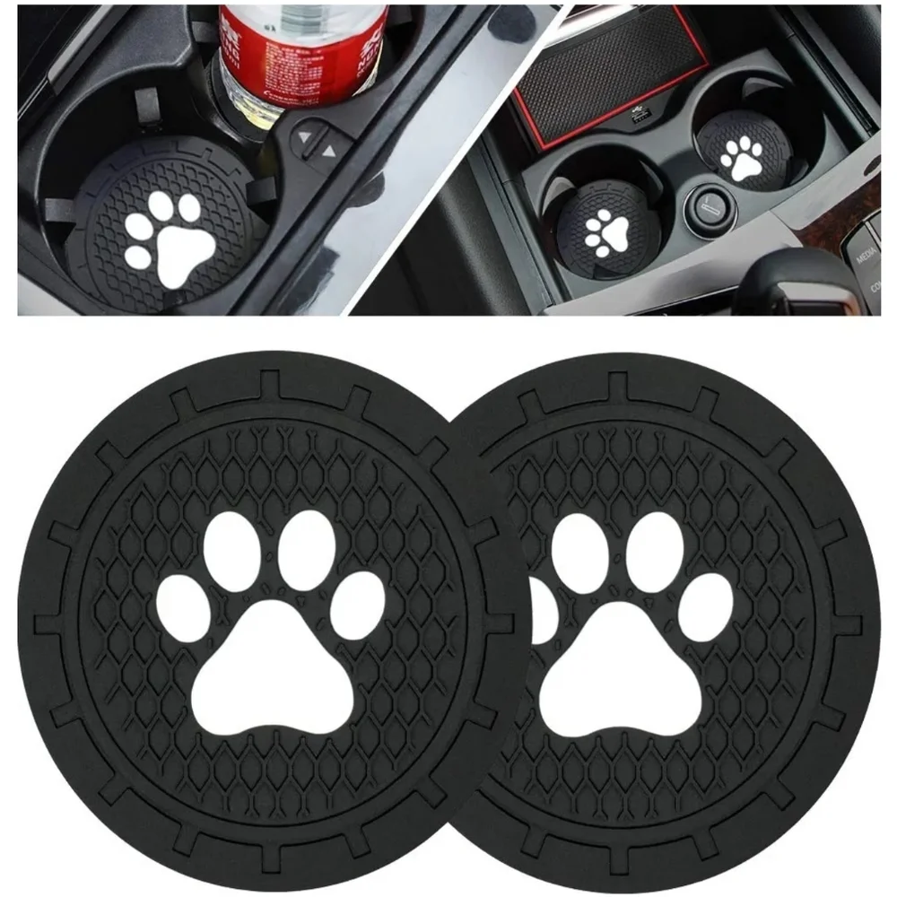 Black Paw Print Car Coasters for‎ Dogs