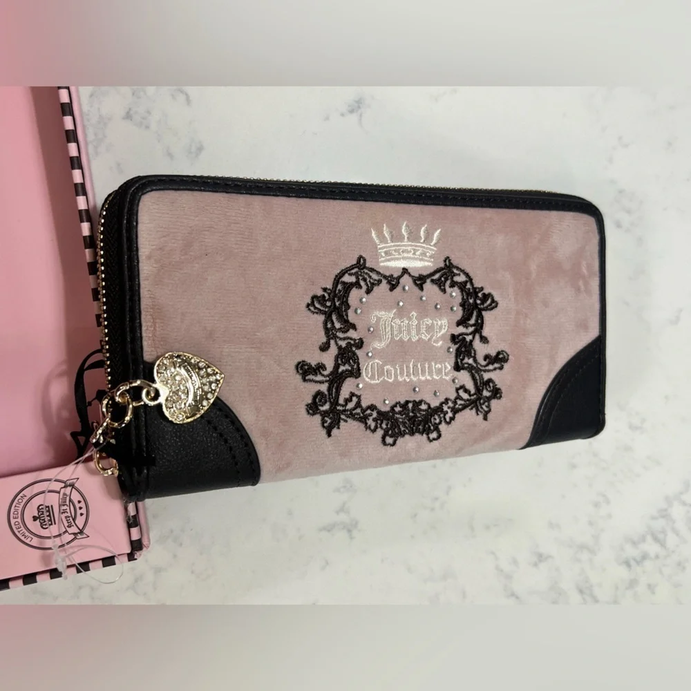 Juicy Couture Blush and Black Embroidered Wallet