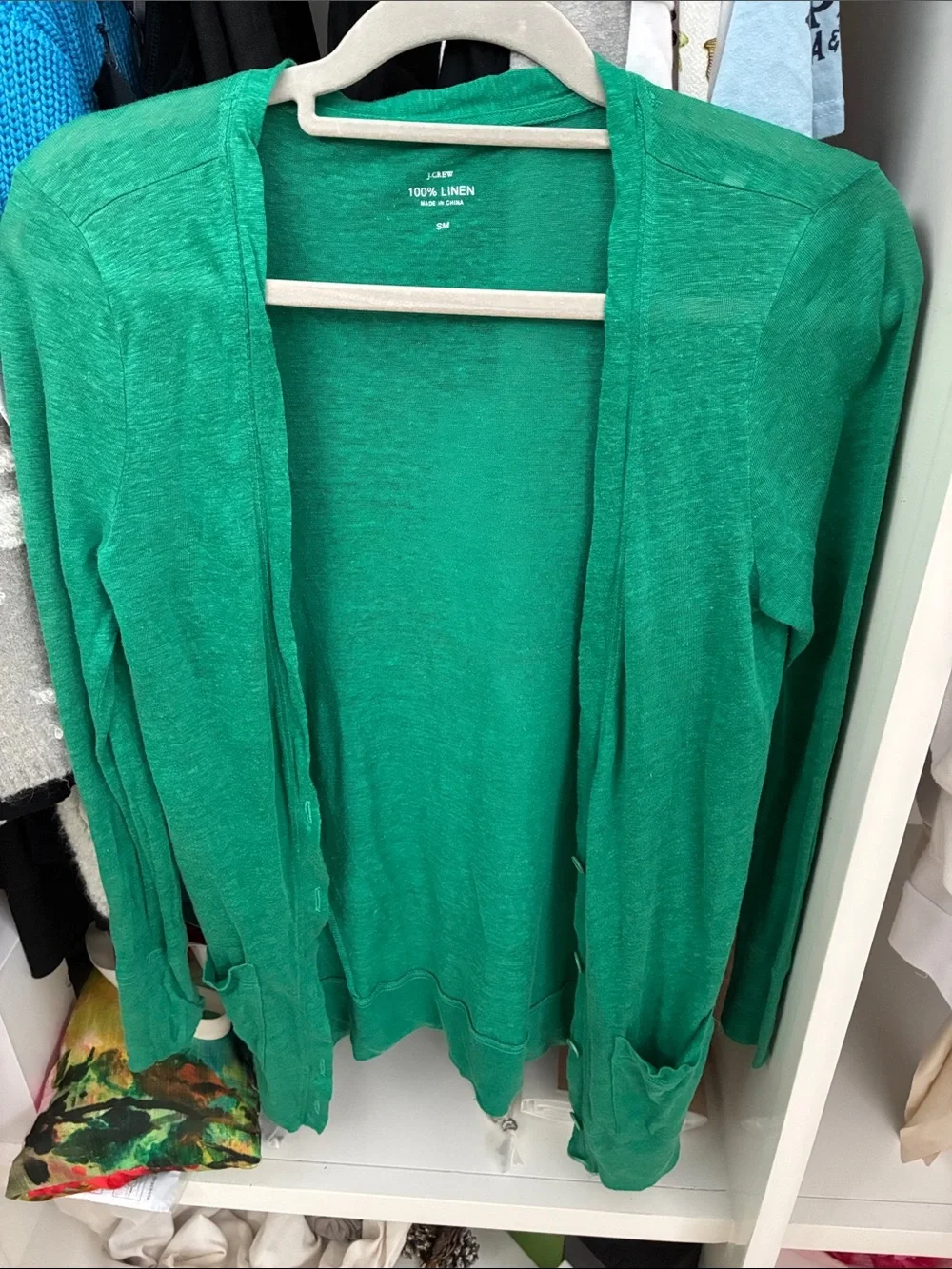 Lightweight Green Linen Cardigan Sweater - J.Crew sz Small
