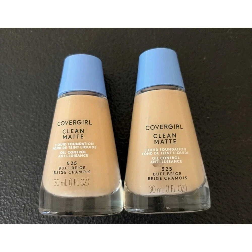 2 x CoverGirl  Clean Matte Liquid Oil Control Foundation 525 Buff Beige Lot