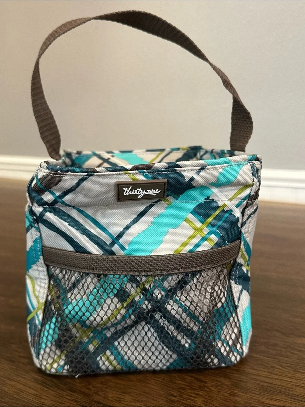 thirty-one Teal Plaid Small Organizer Pouch